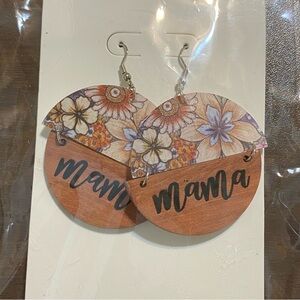 Floral 'Mama' Wooden Earrings